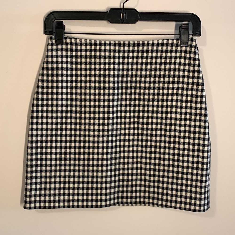 & Other Stories Black and White Gingham Mini Skirt